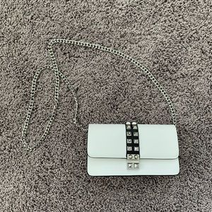 White mini bag w studs and chain strap - USED ONCE